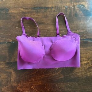 Maidenform wire free bra with removable padded cups adjustable straps purple sm